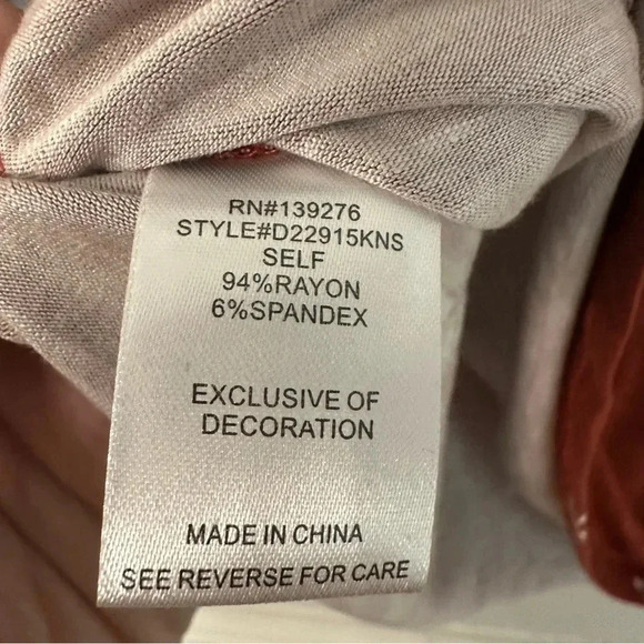 Daniel Rainn Women's 3/4 Sleeve Rust & Cream Leaf Design Blouse Size XS NWT - Picture 7 of 9